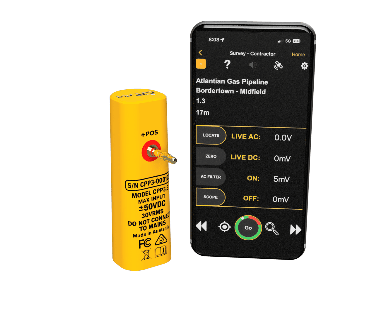 CP-Pro instrument beside the CI-Tools mobile survey app